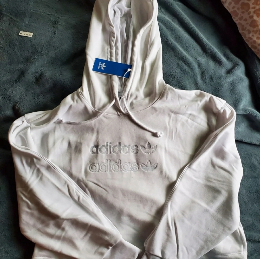 adidas Originals cropped hoodie in white - Picture 8 of 10
